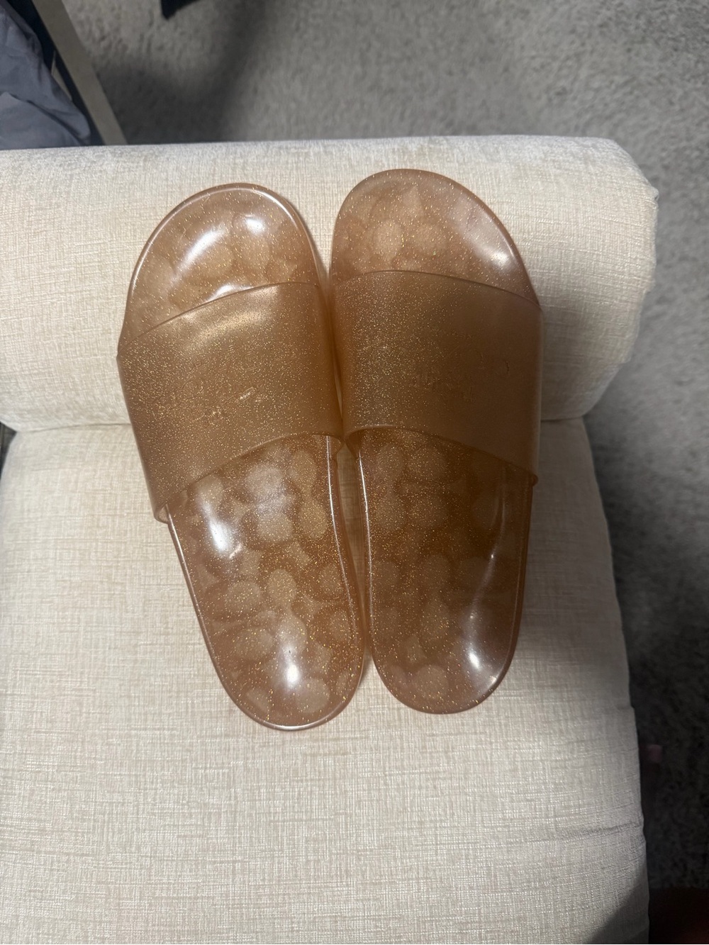 Coach Amber Gold Glitter Jelly Slide Sandals Y2K Women’s Size 8 ✨